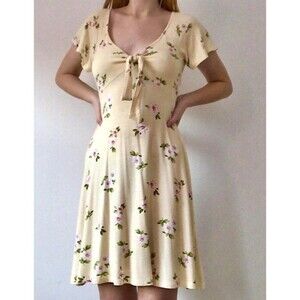 Tilly's H.I.P. knot front Yellow floral skater dress